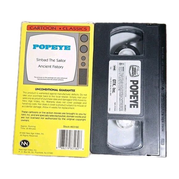Popeye (VHS, 1990) Cartoon Classics Popeye The Sailor Man - Picture 2 of 3